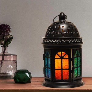 Lanterne en métal de grandes lanternes en verre de fer de décoration intérieure en gros de fournisseur indien pour l'intérieur extérieur décoration d'hôtel de Noël - Product Image 2