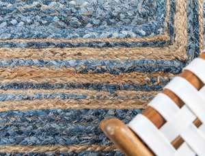 พรมปอกระเจาถักสี่เหลี่ยมแบบกลับด้านได้ทำด้วยมือพรมพื้นที่มีลวดลายแอบสแตรกธรรมชาติ - Product Image 3