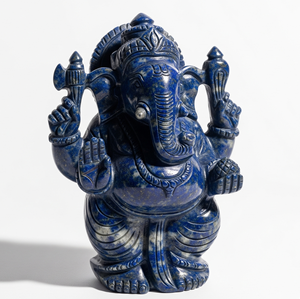 รูปปั้นพระพิฆเนศแกะสลักด้วยมือพร้อมของขวัญทางธุรกิจที่ Lapis Lazuli หัตถกรรมอัญมณีแกะสลักทำในอินเดีย - Product Image 3