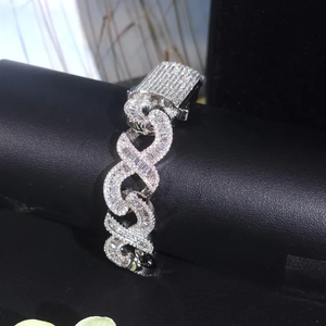 Bracelet élégant en moissanite et diamant, chaîne cubaine avec fermoir à boîte, en argent sterling 925, bracelet de luxe hip-hop - Product Image 5