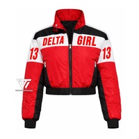 Delta grec en gros |   Sigma |   Theta |   Vêtement de sororité DST, veste de course courte brodée pour femmes |   Objets grecs