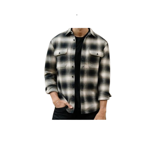 Chemise en flanelle à manches longues personnalisable pour hommes nouvelle conception à carreaux décontractée à la mode à la mode respirante tricotée à bas prix - Product Image 3