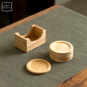 Sous-verres 2 couleurs en bois épais naturel Sous-verres en bois blanc isolé classique noyer bambou hêtre à usage décoratif - Product Image 5