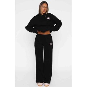 Ensemble de survêtement pour femmes, hiver, uni, brodé, long, 2 pièces, à capuche, respirant, couleurs personnalisées - Product Image 1