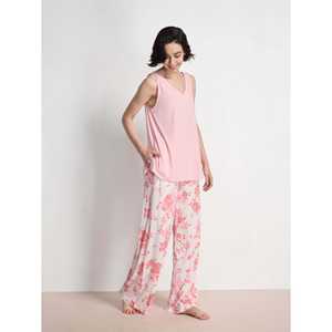 Conjunto de Pantalones de Crepé de 2 Piezas para Mujer, Estilo Casual, Premium, con Top de Cuello en V, Suave y Fluido, Talla XS, para Uso Diario - Product Image 5