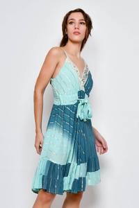 Robe d'été en rayonne lurex Tie Dye courte Maxi Dress pour femmes Party And Resort Wear Girl's Trendy Fashion For Sunny Weather Casual Dress - Product Image 5