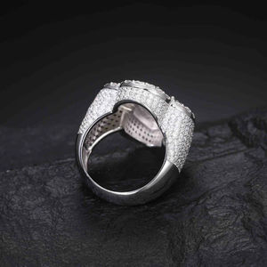 Anillo de diseño hexagonal de copo de nieve de Hip Hop, accesorios para hombres en 14KGold, joyería fina, anillo original de moissanita - Product Image 2