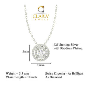 NOVAMART Fine Women's Fine Jewelry Set 925 Sterling Silver Rhodium Plated Halo Pendant Earring <b>Necklace</b> <b>Chain</b> Gift for Women and - Product Image 3