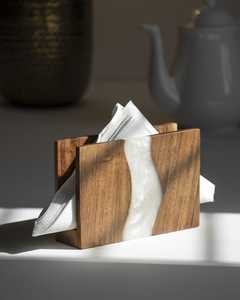 Blue Epoxy Tissue <b>Napkin</b> <b>Holder</b> for Home Dining Room Kitchen-Resin Wood <b>Napkin</b> Rings - Product Image 4