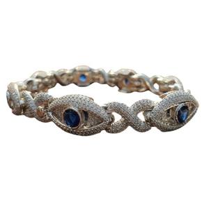 Pulseras de Plata 925 con Diseños Hip Hop Certificados por GRA, Moissanita de Colores de Calidad, Pulsera Cubana con Ojo Mágico y Dije Infinito - Product Image 1