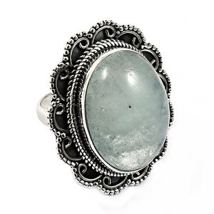Joyería de moda para mujer, Plata de Ley 925, piedra preciosa Natural aguamarina, anillo de forma ovalada, joyería de piedra natal, Fabricante Mayorista - Product Image 1