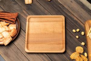 Assiette carrée en bois de hêtre moderne minimaliste Plateau décoratif en bois naturel pour café, collations, charcuterie, vaisselle en bois - Product Image 3