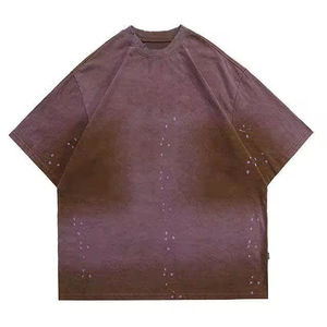 เสื้อยืดโอเวอร์ไซส์ผ้าฝ้ายฟอกสีสไตล์วินเทจสำหรับผู้ชาย สกรีนโลโก้ได้ ใส่สบายในฤดูร้อน คุณภาพสูง - Product Image 3