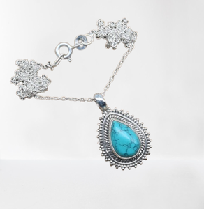 Piedra preciosa turquesa 925 colgante de joyería fina de plata esterlina con colgante al por mayor 925 sello de plata colgante de mujer joyería - Product Image 1