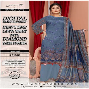 ชุด3ชิ้นเสื้อพิมพ์ลายศิลปะ3ชิ้นเสื้อจัสมินใส่เล่นกีฬาเสื้อพิมพ์ลายสำหรับใส่ในสนามหญ้าชุดเสื้อผ้าฝ้ายอินเดีย - Product Image 6