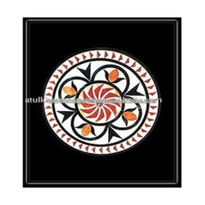 Tops de mesa de centro hechos a mano, piedra incrustada redonda - Product Image 1