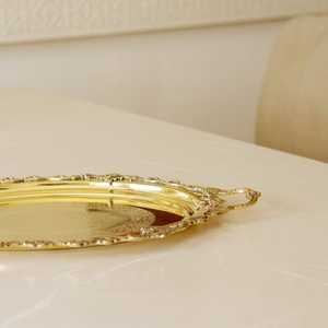 Plateau de service traditionnel en laiton Maharaja, fait main, vaisselle royale indienne pour le thé, le café, les fruits secs et la mise en place d'une table de luxe - Product Image 2