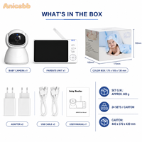 Moniteur bébé 2,4 GHz FHSS 720P HD avec détection de mouvement, vision nocturne, audio bidirectionnel, surveillance de la température et adaptateur secteur pour usage domestique
