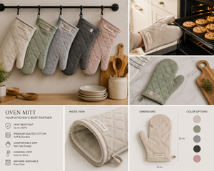 Heat Resistant Cotton Quilted <b>Kitchen</b> Oven Mitts Baking Cooking Oven Gloves Hanging Loop Direct Manufacturer Denizli Turkey OEM - Product Image 3