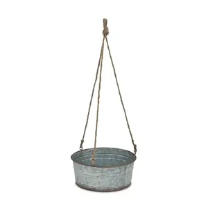 Jardinera Galvanizada con Acabado Antiguo, Diseño Vintage, Decorativa, Redonda, para Decoración de Exteriores - Product Image 2
