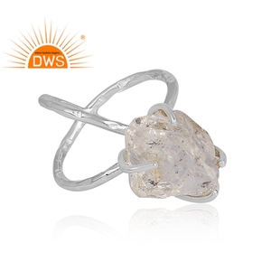 Anillo de Plata de Ley Fina Hecho a Mano con Diseño de Cruz de Diamante Herkimer Natural, Fabricante de Joyería Personalizada - Product Image 3