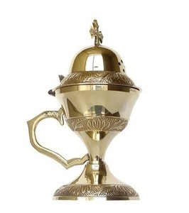 Collection d'été Brûleur d'encens en laiton nickelé Encensoir religieux Autel pour fournitures d'église Rituel spirituel Prière Culte - Product Image 6