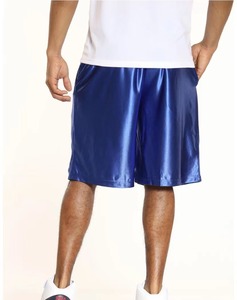 Pantalones Cortos de Baloncesto para Hombre, Azules, de Satén, Lisos, para Entrenamiento de Baloncesto, de Seda - Product Image 2