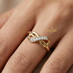 <b>Infinity</b> Diamond Ring 10K GOLD Lab Grown Diamond Twist Band Women Wedding Engagement Jewelry - Product Image 1