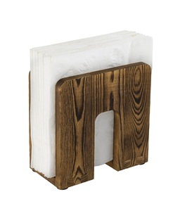 <b>Napkin</b> Holder for Table Rustic Burnt Solid Wood Tabletop Paper <b>Napkin</b> <b>Dispenser</b> with Arch Shaped Cutout Upright Dining - Product Image 5