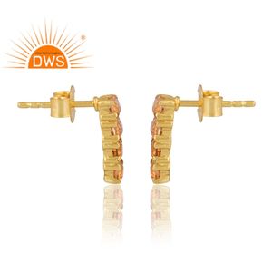 Design vintage 925 argent Sterling plaqué or 18 carats citrine naturelle pierre précieuse boucle d'oreille bijoux personnalisés pour les femmes cadeau pour elle - Product Image 4