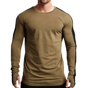 เสื้อยืดแขนยาวผ้าฝ้าย100% สำหรับฟิตเนสเสื้อยืดแขนยาวรัดรูป Boxy เข้ารูป - Product Image 3