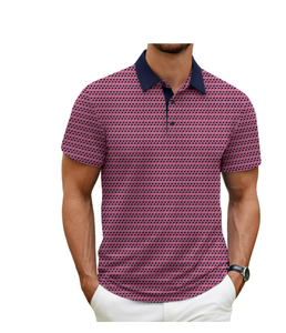 Camiseta de manga corta de verano para hombre, camisetas polo de Golf de manga corta informales, camiseta Polo ajustada de rendimiento estampado para hombre - Product Image 3