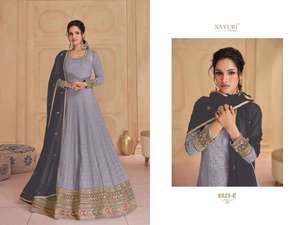 Traje y Dupatta de Anarkali de Georgette falso pesado del desgaste atractivo de la calidad excelente con el exportador mundial del trabajo de la secuencia del bordado - Product Image 3