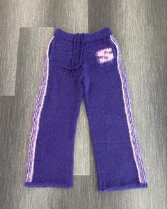 Vintage Pants Custom OEM Wide Leg Knitted Mohair Sweater Pants Loose Unisex Drawstring Long <b>Jogger</b> Mohair Flared Sweat Pants <b>Men</b> - Product Image 6