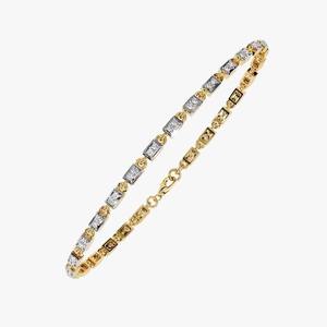 Bracelet de tennis taille émeraude 5x3mm 16.5ctw VVS Moissanite diamant Bracelet de tennis en or jaune pour hommes et femmes - Product Image 2