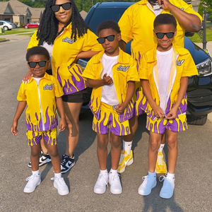 ชุดวอร์มลายเปลวไฟของผู้ชายชุดสั้นแบบปรับแต่งได้ชุดวอร์มไม่มีซิปสำหรับผู้ชาย - Product Image 5