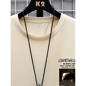 T-shirt col rond pour homme, décontracté, couleur unie, à la mode - Product Image 3