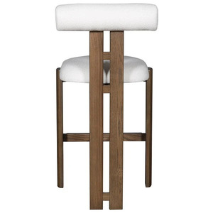 Silla de Bar Moderna de Madera Maciza con Asiento y Respaldo Tapizados, Taburete de Barra para Hogar, Bar, Hotel, Comedor - Product Image 3