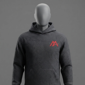 Sweat à capuche brodé gris anthracite pour homme MATTIERA, motif graphique rouge et argenté, en molleton, style streetwear, personnalisable, vente en gros, OEM, ODM - Product Image 1