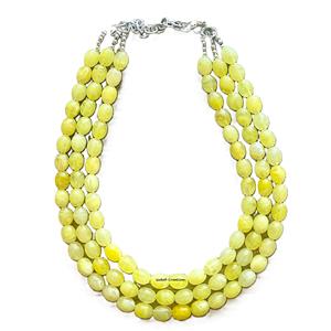 Collier de perles de résine jaune de forme ovale unisexe pour tenue décontractée bijoux de déclaration de mode léger - Product Image 1