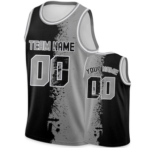 Noir gris maillot de basket-ball personnalisé impression personnalisée nom de l'équipe numéro Logo Hip Hop chemises de sport pour hommes femmes jeunes enfants - Product Image 2