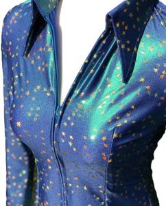 Chemise de spectacle western pour femme sur mesure, noire avec imprimé tribal turquoise et fermeture éclair sur le devant, vêtements d'équitation et de rodéo - Product Image 3