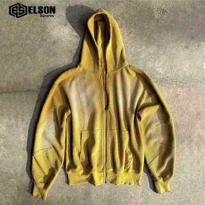 Nouvel arrivage de sweatshirts courts en éponge française avec logo personnalisé, poids lourd de 450 g/m², sweat à capuche unisexe imprimé avec fermeture éclair - Product Image 2