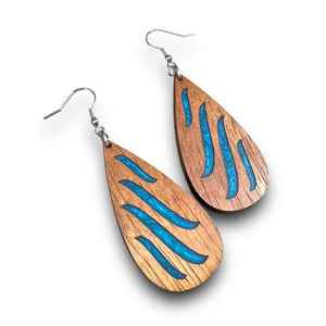 Pendientes de empalme de resina de madera más vendidos, venta al por mayor, nicho asimétrico exagerado, pendientes Retro de resina de gota de madera de alta calidad - Product Image 1