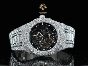 Montre squelette ronde en moissanite unisexe APs Fashion, bracelet en acier inoxydable de luxe, montre-bracelet automatique antique pour les affaires - Product Image 4