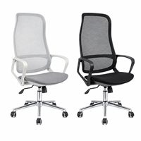 Chaise de bureau légère à dossier haut en maille avec base chromée