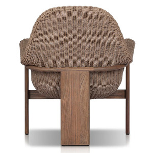 Sillón de Ratán para Exteriores con Estructura de Madera y Asiento Acolchado para Jardín, Patio, Hotel o Terraza - Product Image 3
