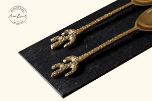 Stainless steel <b>gold</b> finish <b>serving</b> <b>spoon</b> set with decorative brass handles for elegant dining festive <b>serving</b> and stylish - Product Image 2