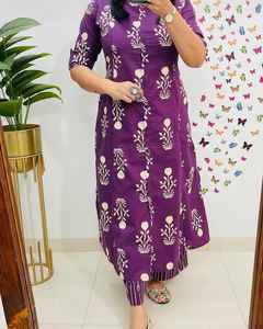 Customized Women's Elegant blue Purple Casual Suit Pants <b>Office</b> Vacation Wear with Power Cord <b>Set</b> Print Formal Western Style - Product Image 3