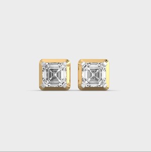 Pendientes de Diamante Cultivado en Laboratorio, Corte Asscher, Engaste de Bisel, Chapados en Rodio, Oro Blanco/Rosa/Amarillo de 18K, Regalo - Product Image 1